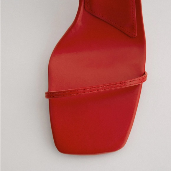 Zara red minimalist heeled leather sandals NWT - Picture 3 of 6